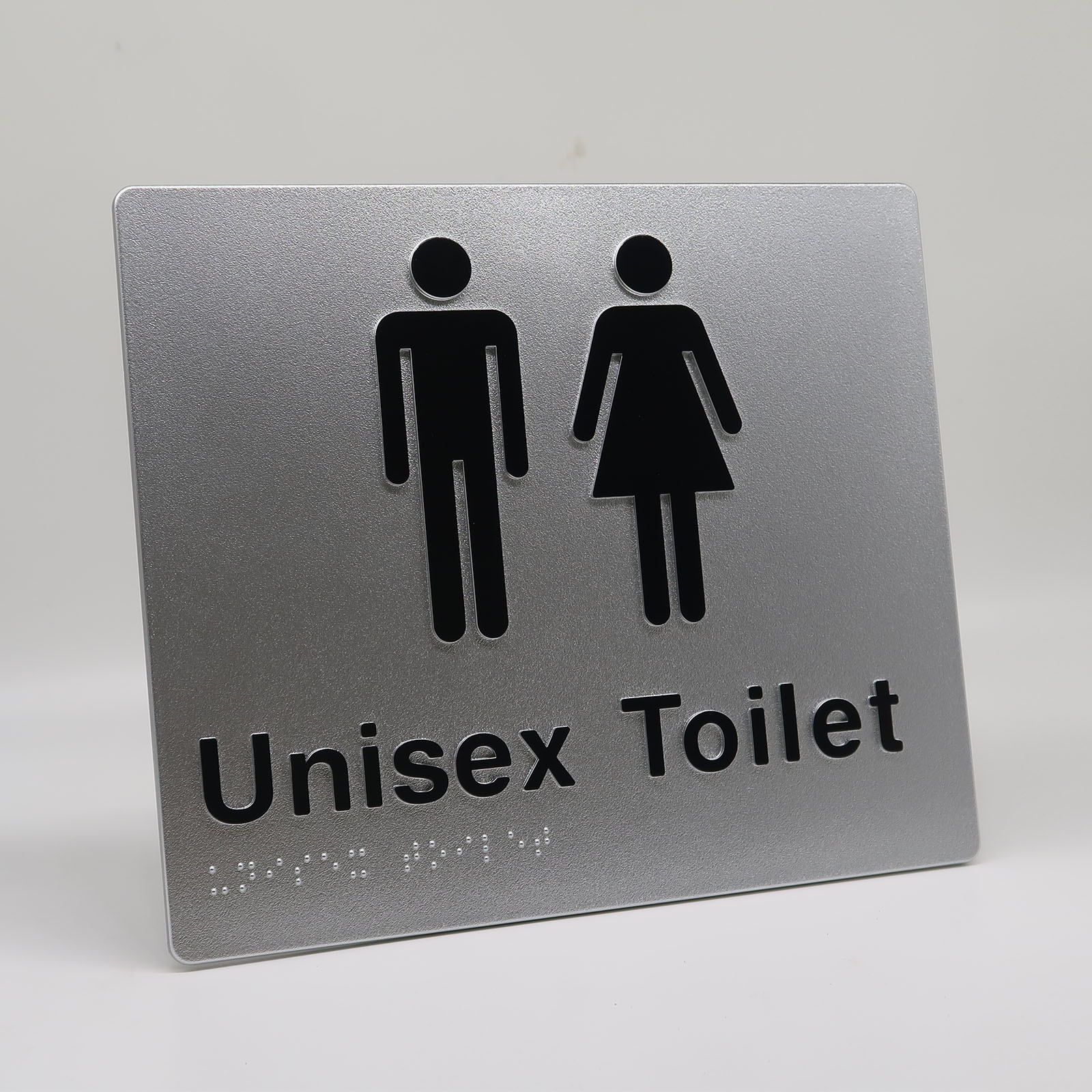 Unisex Toilet Braille Sign-silver